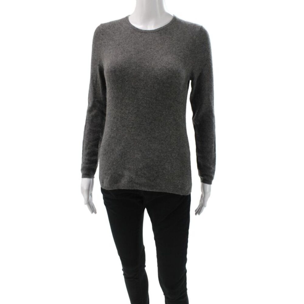 Sutton Studio Women Cashmere Gray Pullover Crew Neck Long Sleeve Size S